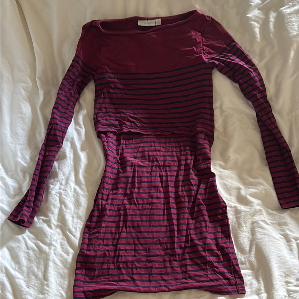 Striped Long Sleeve Maternity or Nursing Dress